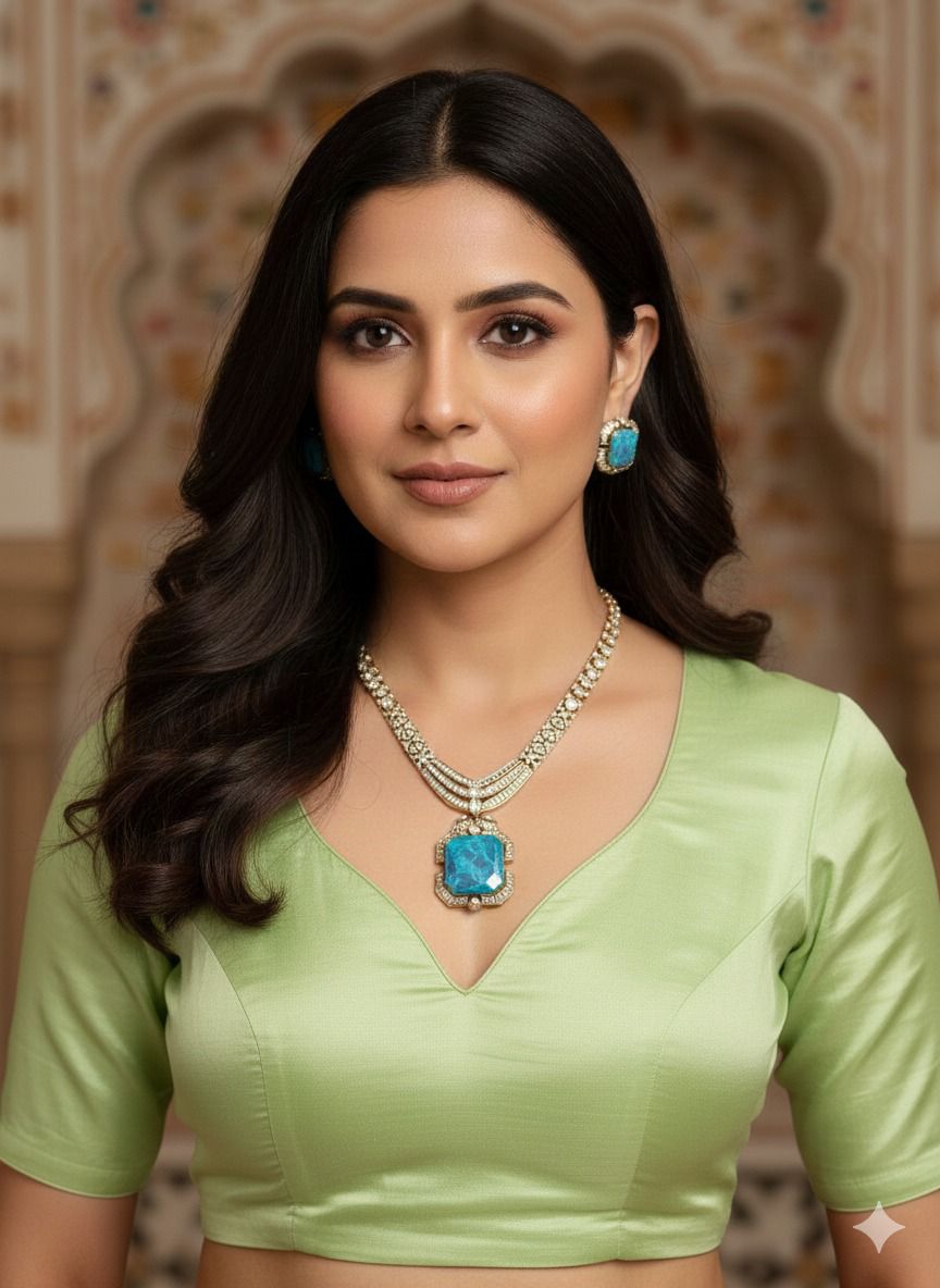 Kriti Necklace set - Sky blue