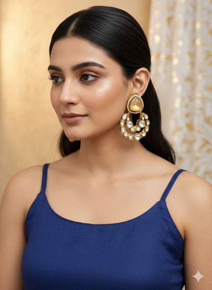 Adira stone Chaandbaali - Yellow