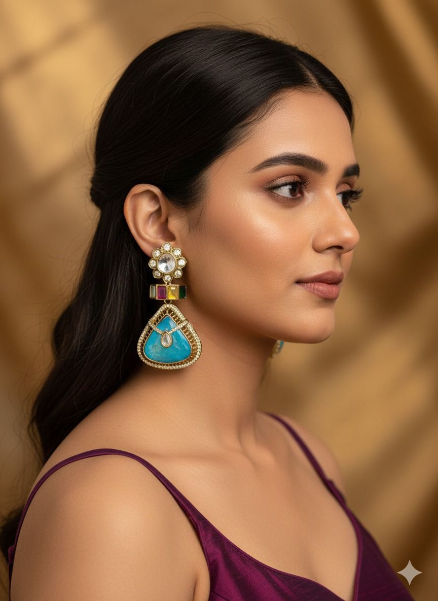 Aashna drop danglers - Sky blue