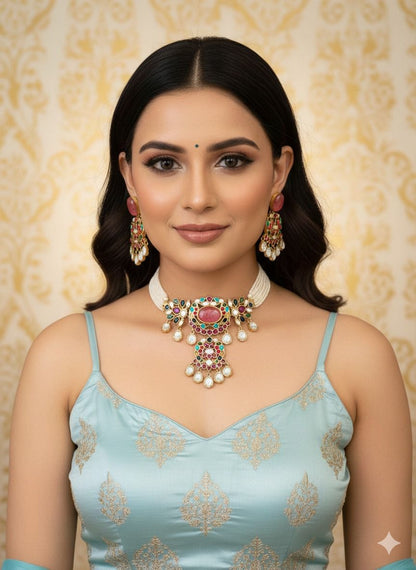 Seher Choker set - Multicolor