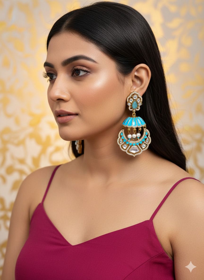 Amrapali jhumki danglers - Sky Blue