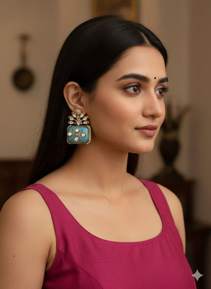 Chitra drop studs - Sky Blue