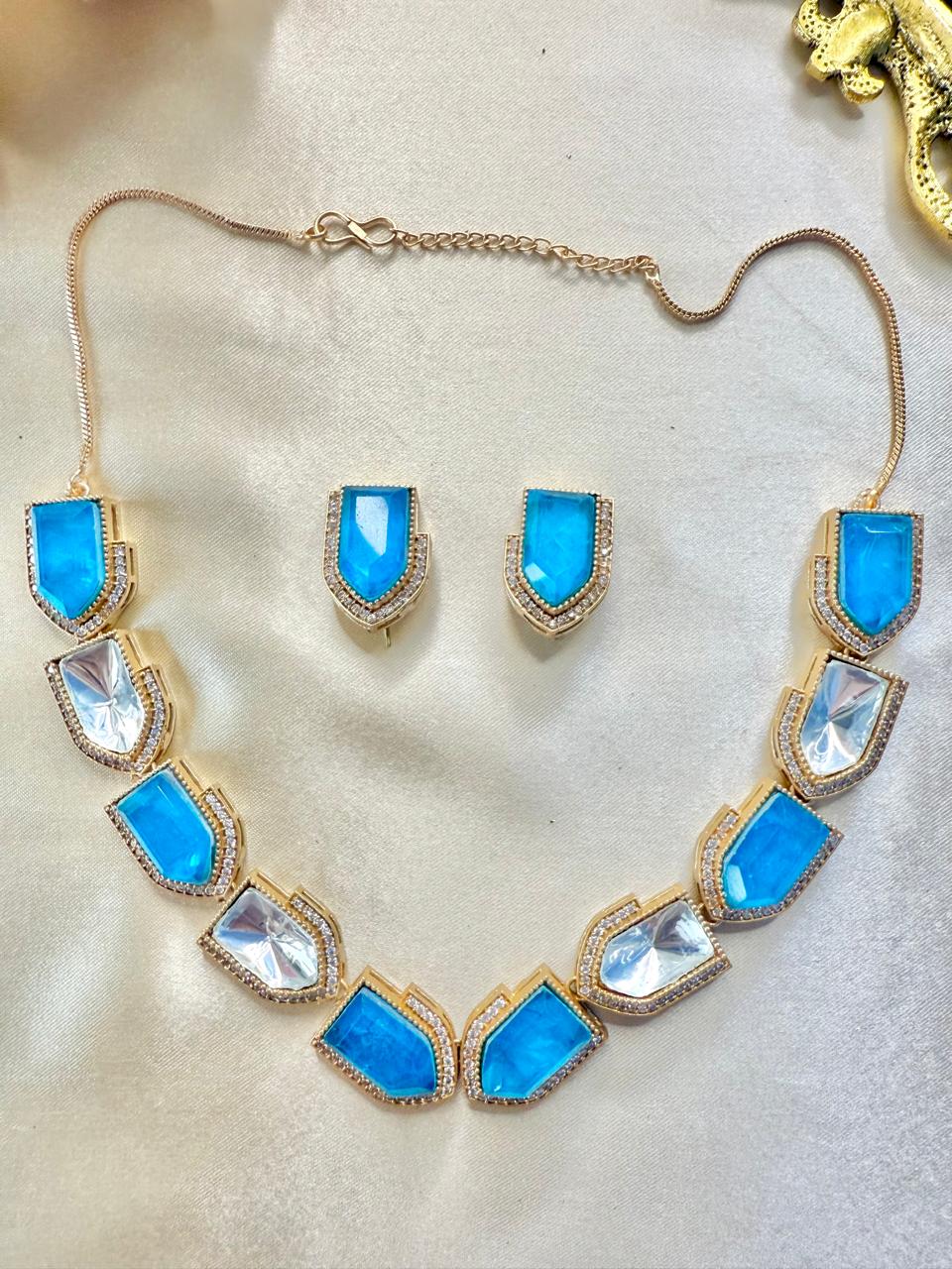 Vanya Necklace set - Sky blue
