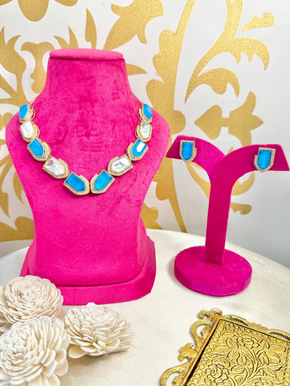 Vanya Necklace set - Sky blue