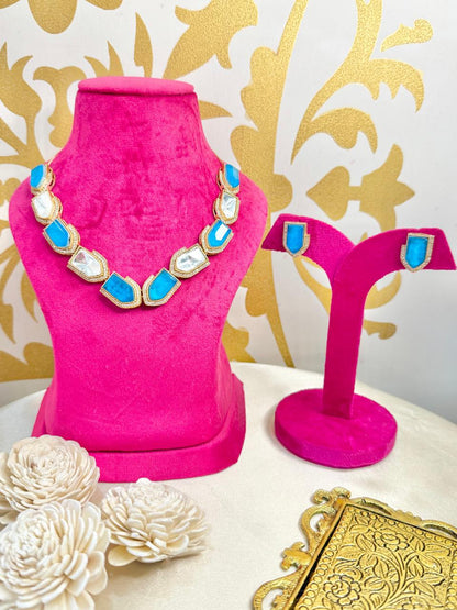 Vanya Necklace set - Sky blue