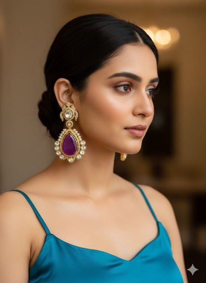 Shreya studded danglers - Purple