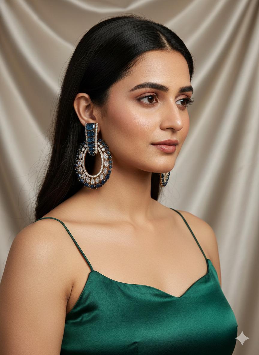 Varnika hoop danglers - Blue