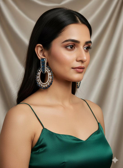 Varnika hoop danglers - Blue