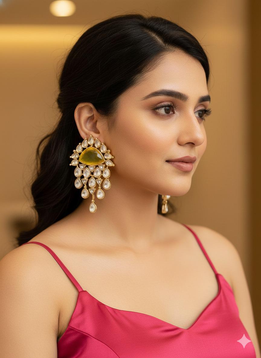 Tia drop danglers - Yellow