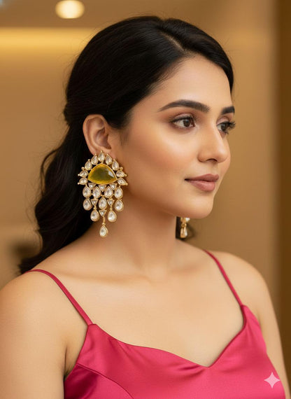 Tia drop danglers - Yellow