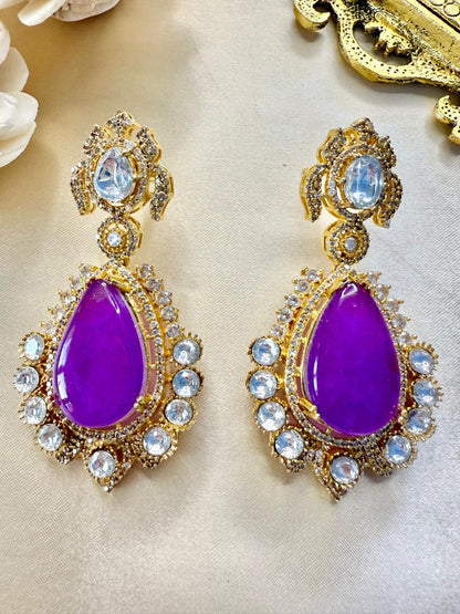 Shreya studded danglers - Purple