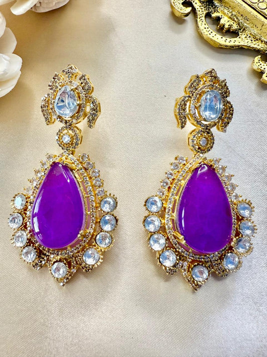 Shreya studded danglers - Purple