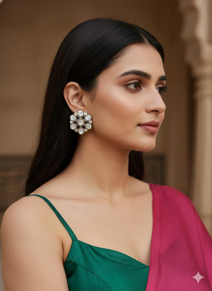 Sonal flower studs- Blue