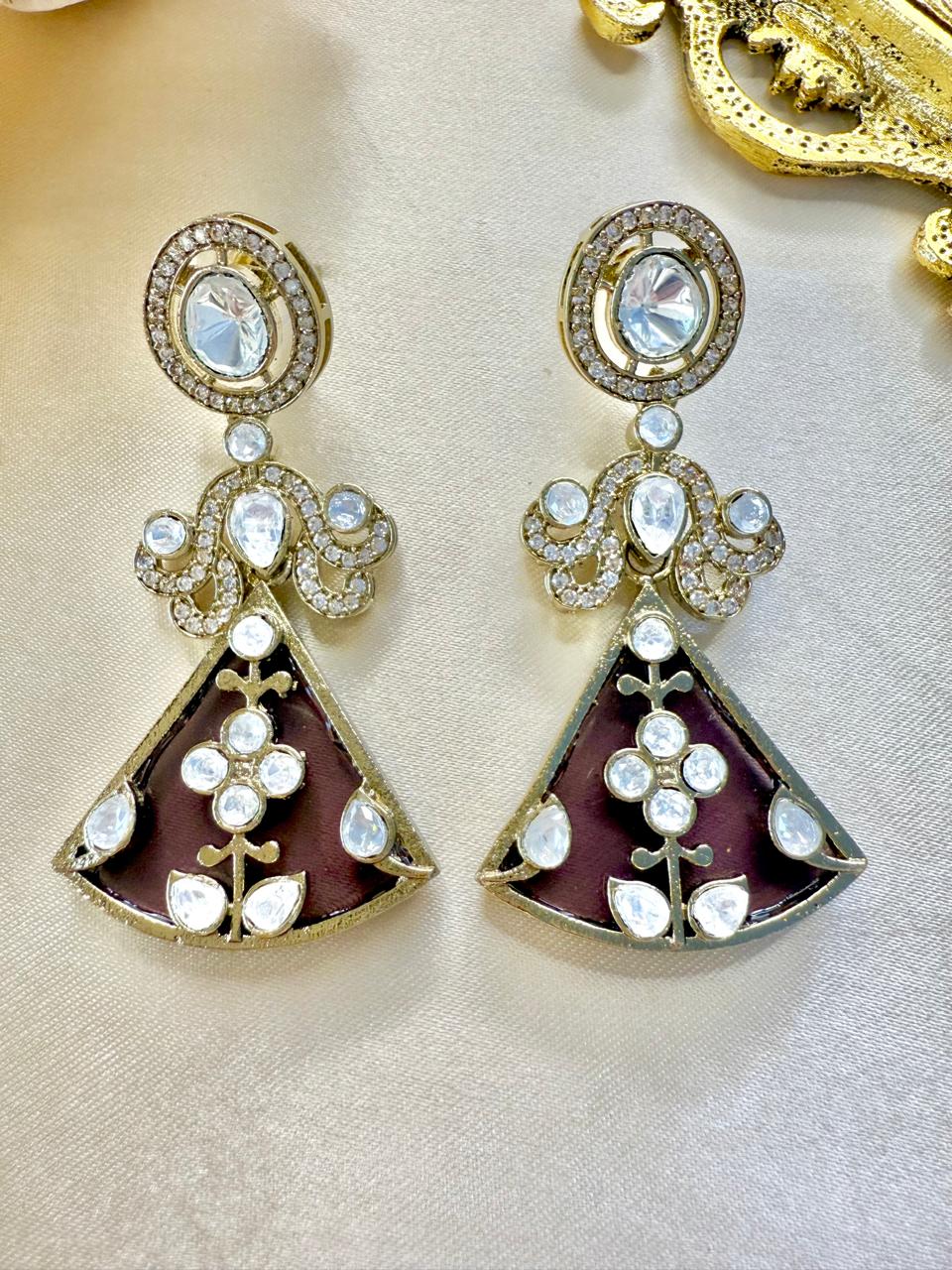 Shravya stone danglers - Wine