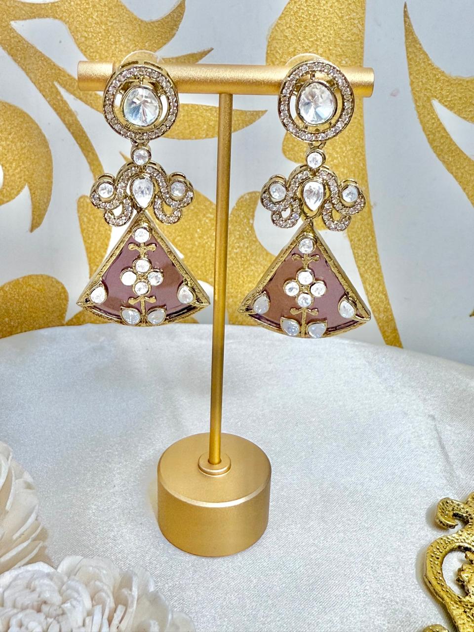 Shravya stone danglers - Wine