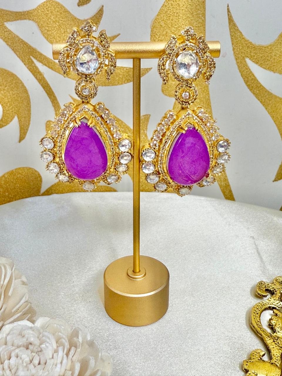 Shreya studded danglers - Purple