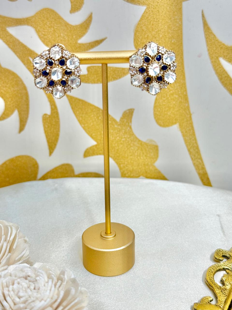 Sonal flower studs- Blue