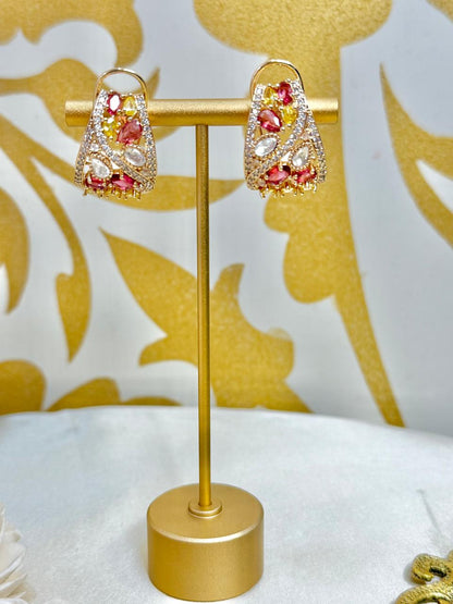 Aarna studs - Ruby & Yellow