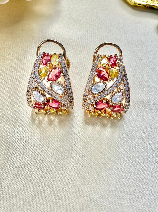 Aarna studs - Ruby & Yellow