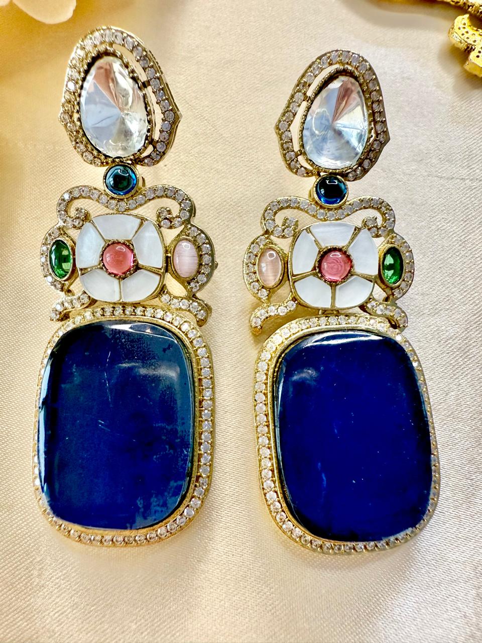 Kimaira floral danglers - Blue