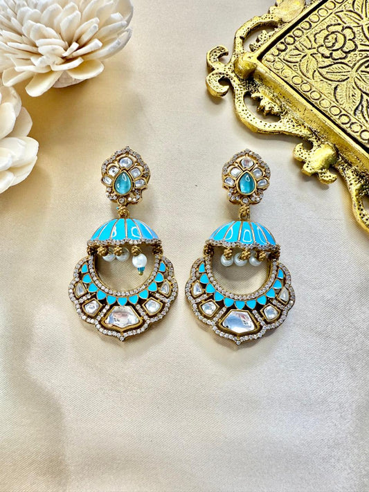 Amrapali jhumki danglers - Sky Blue