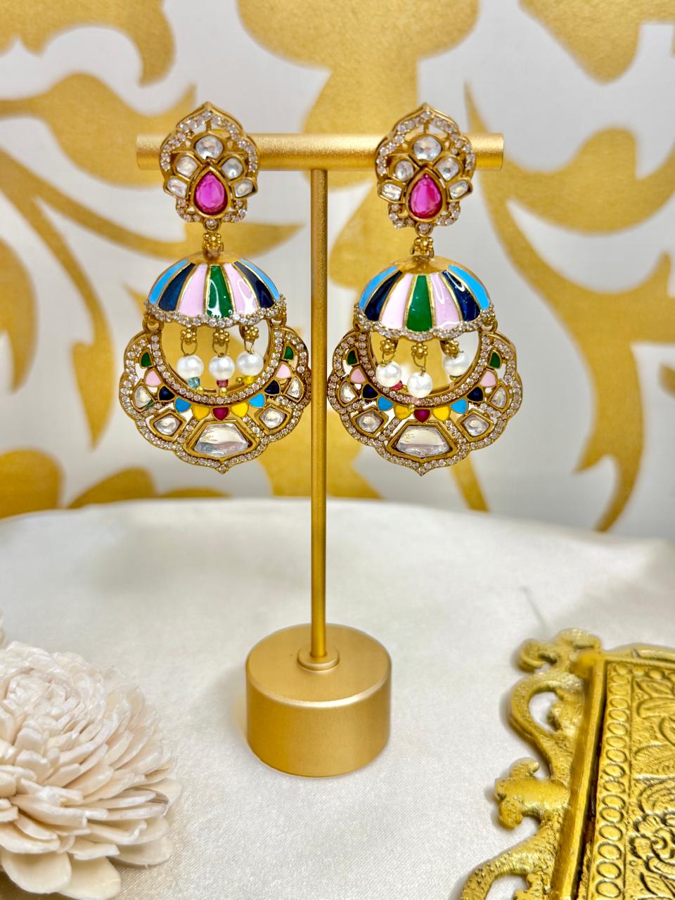 Amrapali jhumki danglers - Multicolor