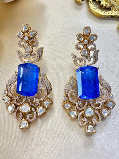 Sheena studded danglers - Blue