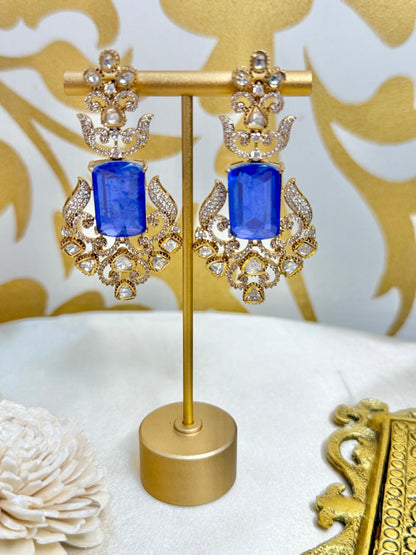Sheena studded danglers - Blue