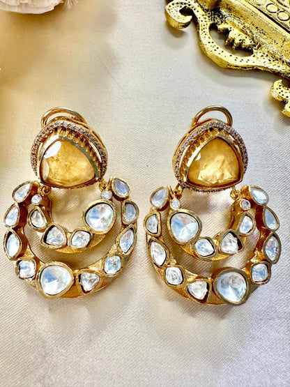 Adira stone Chaandbaali - Yellow