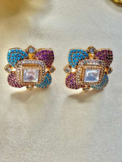 Flora studs - Pink & Sky blue