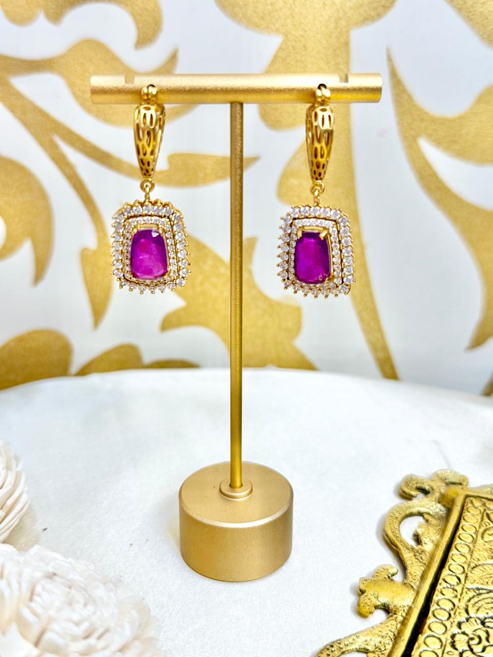 Saloni drop studs - Purple