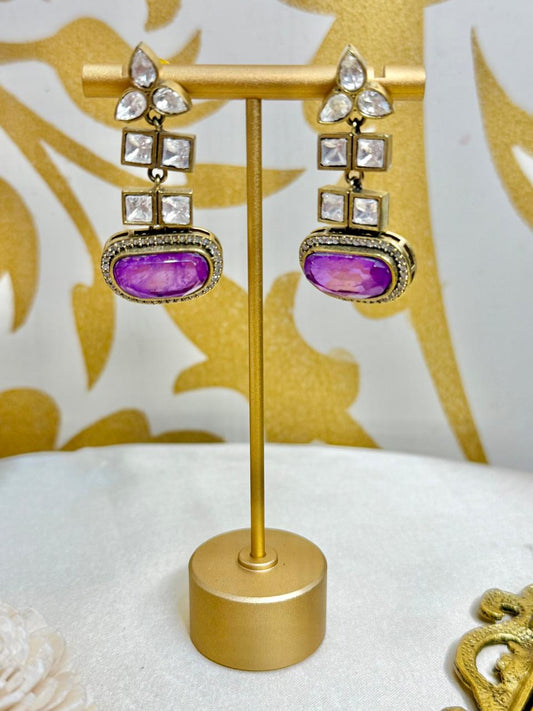 Maahi stone danglers - Purple