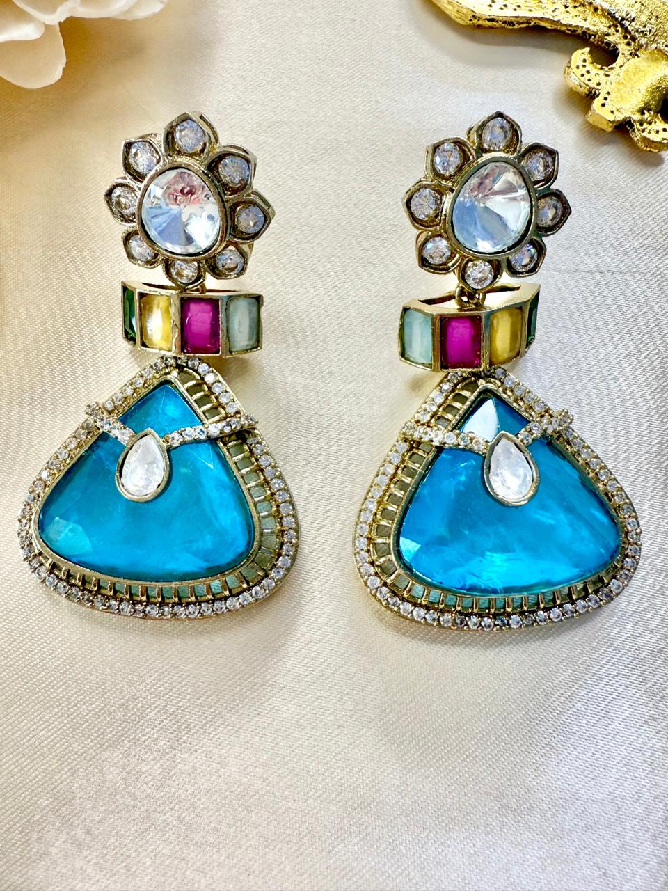 Aashna drop danglers - Sky blue