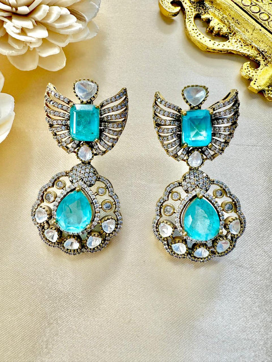 Naisha stone danglers - Sky Blue