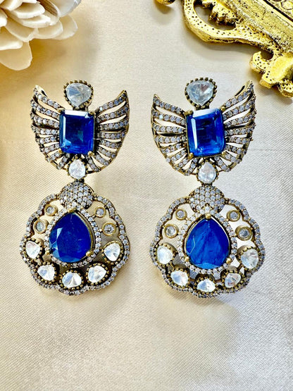 Naisha stone danglers - Blue
