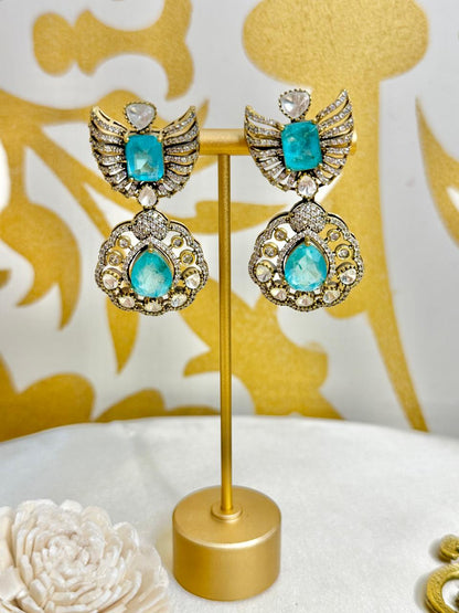 Naisha stone danglers - Sky Blue