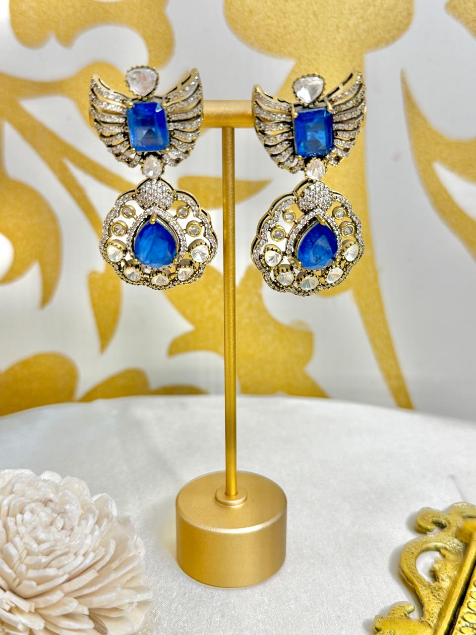 Naisha stone danglers - Blue