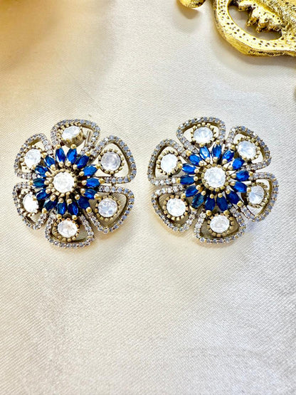 Bhoomi flower studs - Blue