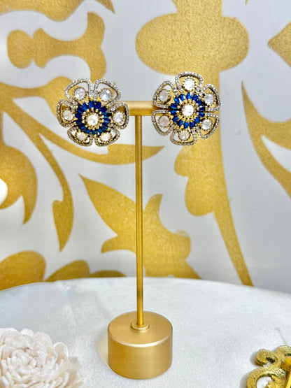 Bhoomi flower studs - Blue