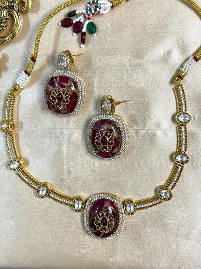 Anaya Necklace Set - Magenta