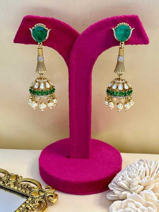 Nia jhumki danglers - Green