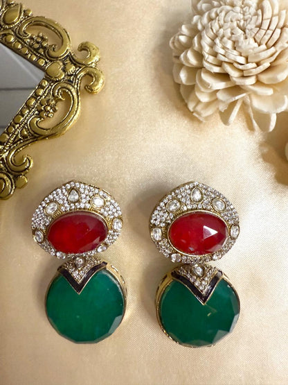 Paan stone danglers - Green & Red