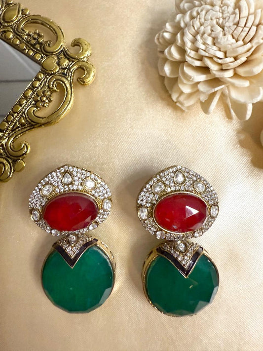 Paan stone danglers - Green & Red
