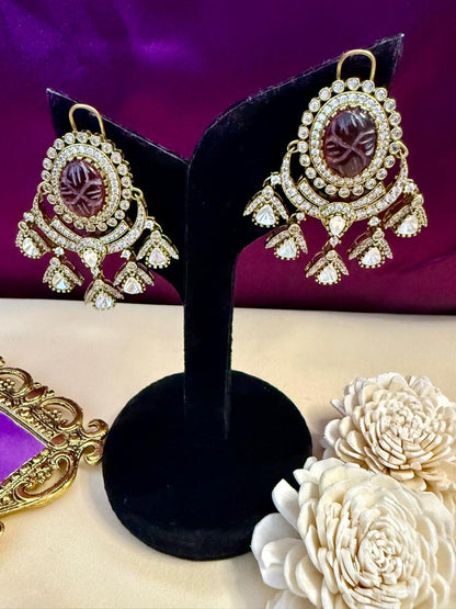 Roohi chandelier danglers - Ruby