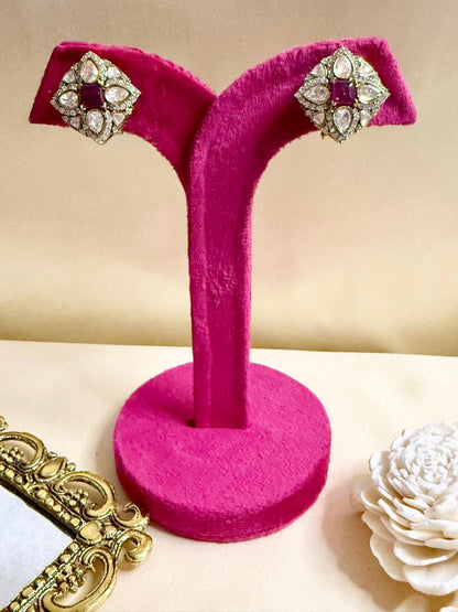 Saanvi stone studs - Magenta