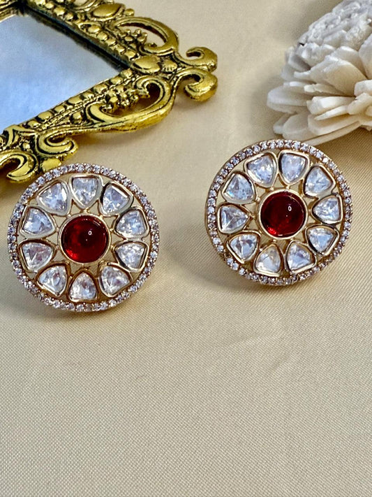 Amaya stone studs - Red