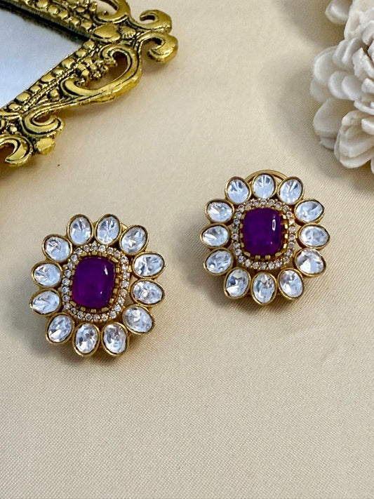 Mahira flower studs - Purple