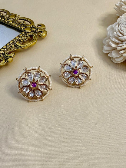 Eira stone studs - Magenta