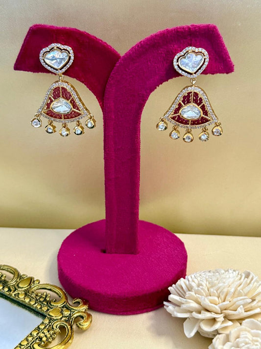 Alira mini stone danglers - Ruby