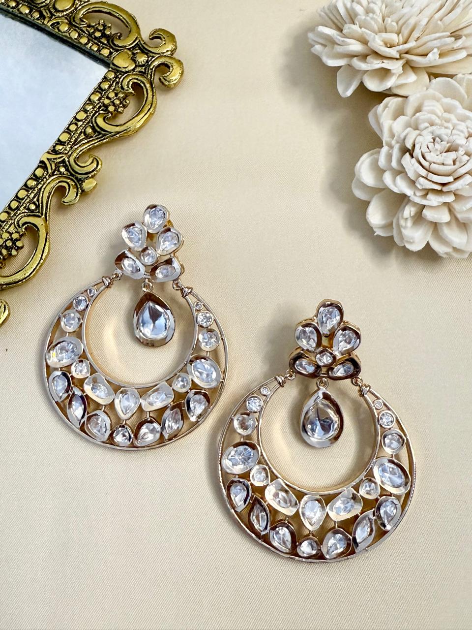 Kiyaana studded chaandbaali - White